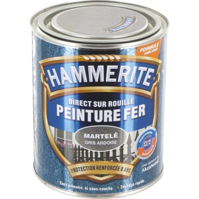 Hammerite - Peinture fer - Martelé Gris - 750 ml - HAMMERITE Hammerite   - Peinture intérieure & extérieure Hammerite