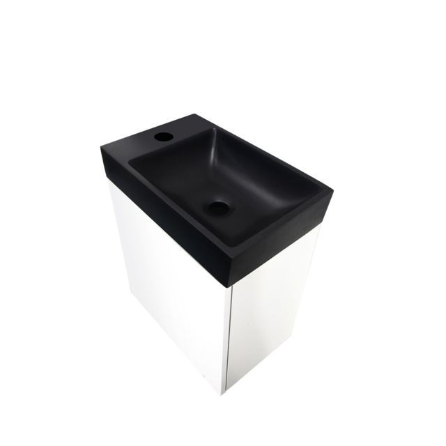 meuble bas salle de bain Meuble lave-mains à suspendre design Java - L. 40 x H. 48 cm - Blanc