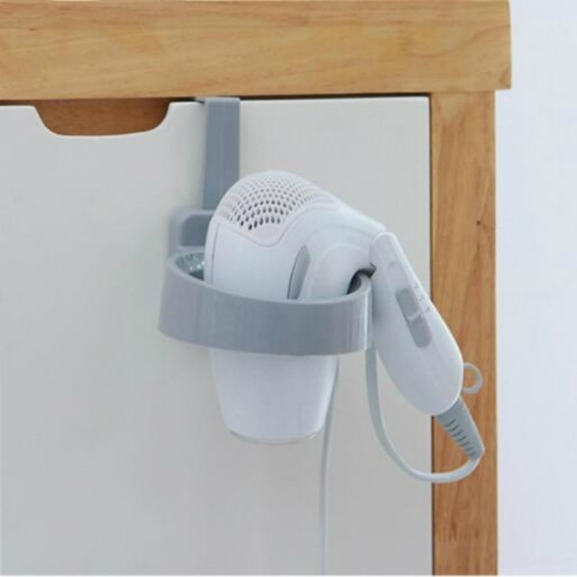 Meubles de salle de bain Wewoo 2 PCS support de sèche-cheveux mural ABS stockage étagère de salle de bain gris