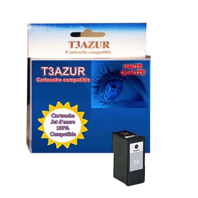 T3Azur - Cartouche compatible Lexmark 34 pour Lexmark Z1300, Z1310, Z1320, Z1400, Z1410, Z1420, Z800  Z805 - Noire - T3AZUR T3Azur  - Cartouche, Toner et Papier