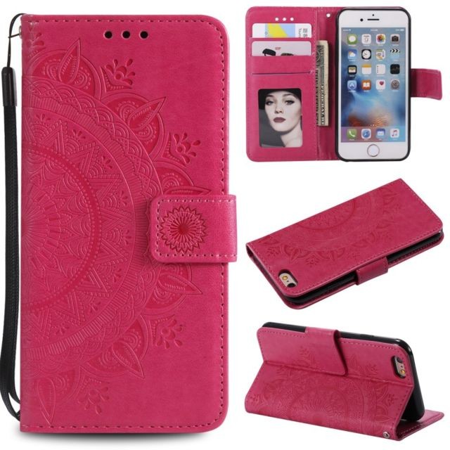 marque generique - Etui en PU fleur rose pour votre Apple iPhone 6 Plus/6s Plus 5.5 pouces marque generique  - Accessoire Smartphone