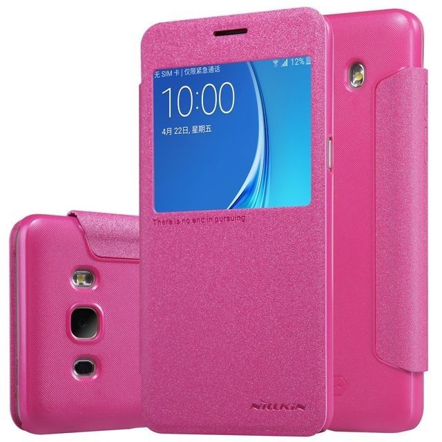 Sacoche, Housse et Sac à dos pour ordinateur portable Nillkin Etui rabat latéral rose aspect satiné pour Samsung J5-2016