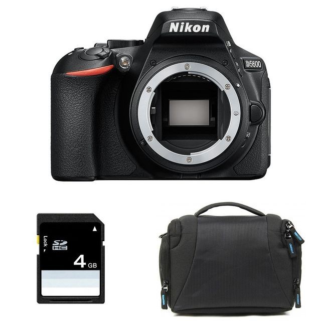 Nikon - NIKON D5600 Nu + Sac + SD 4Go - Appareil photo avec zoom puissant