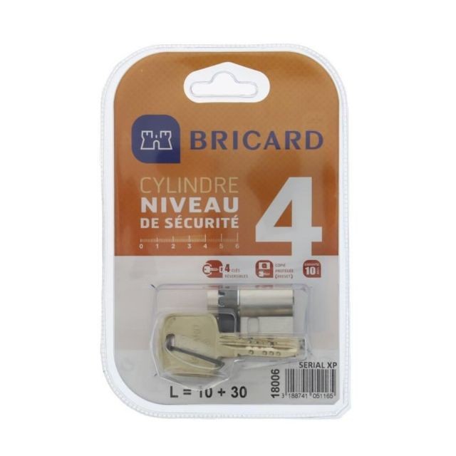 Bricard - BRICARD SERIAL XP 18006 Demi-cylindre 10+30 mm nickelé niveau de sécurité 4 Bricard   - Cylindre bricard