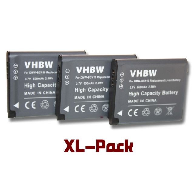 Vhbw - vhbw set de 3 batteries 650mAh (3.7V) pour appareil photo Panasonic Lumix DMC-LF1, Lumix DMC-LF1K, Lumix DMC-LF1W, DMW-BCN10, DMW-BCN10E, DMW-BCN10PP Vhbw  - Accessoire Photo et Vidéo