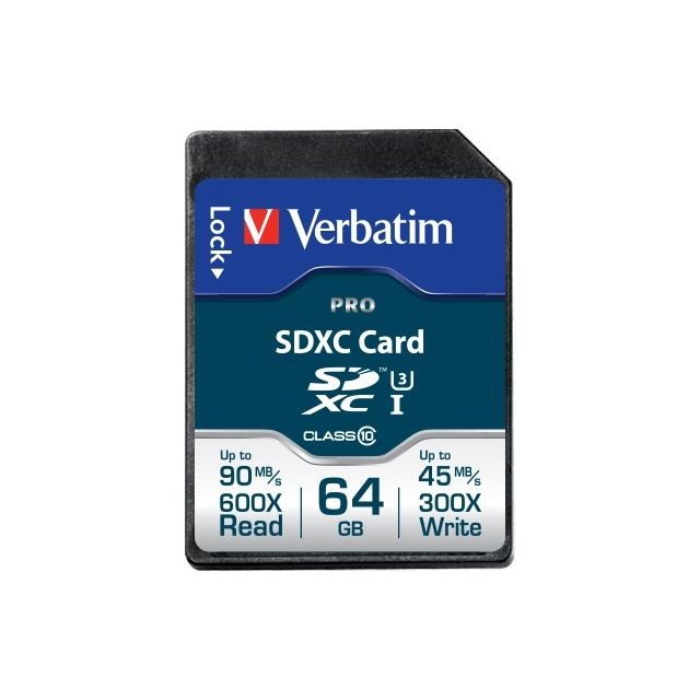 Verbatim - Verbatim Pro mémoire flash 64 Go SDXC Classe 10 UHS - Carte SD