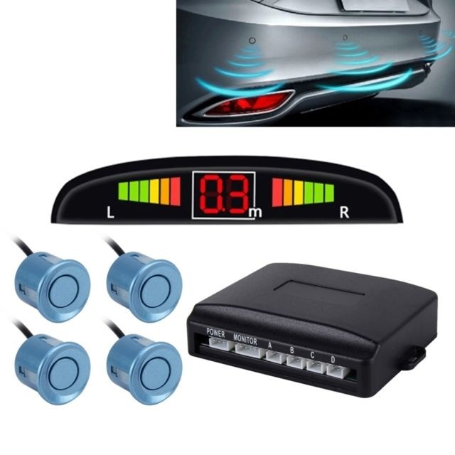 Wewoo - Radar de recul bleu Système de de inversé de voiture Buzzer - Premium Quality 4 Capteurs de stationnement de de de avec écran LCD clair - Assistant d'aide à la conduite