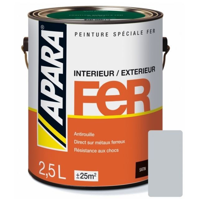 Apara - Peinture FER SATIN-2.5 litres-Gris clair (RAL 7035) - Apara