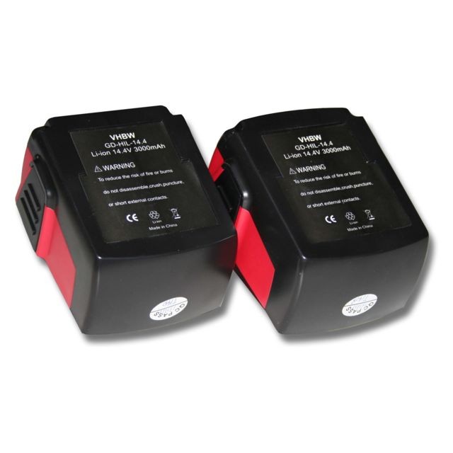 Vhbw - vhbw 2x Batterie Li-Ion 3000mAh (14.4V) pour outils Hilti SF 144-A CPC 14.4 V, SF144-A, SFH 144-A, SFH 144-A CPC 14.4V comme Hilti B144, B-144. Vhbw  - Quincaillerie