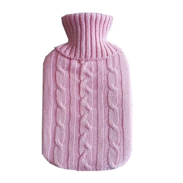 Wewoo - Bouillotte Bouteille d'eau chaude couverture de tricot de couleur unie sans sac de velours de rempli rose - Radiateur d'appoint