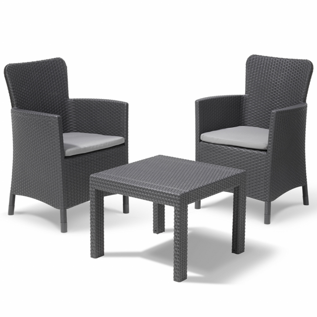 Ensembles tables et chaises Allibert Allibert Mobilier de jardin ""Salvador"" 3 pièces Graphite
