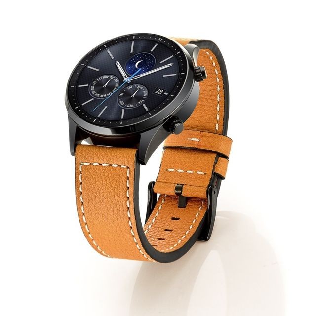 Accessoires bracelet connecté marque generique Bracelet en cuir véritable haute qualité marron clair pour votre Samsung Gear S3 Classic/S3 Frontier