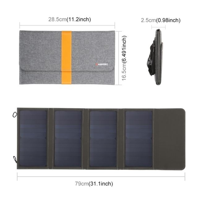 Chargeurs solaires Chargeur solaire de panneau pliable 28W avec deux ports USB max. 5V 2.9A