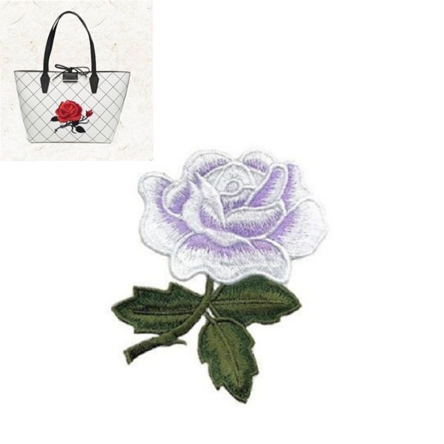Machine à coudre Wewoo 10 pcs rose série broderie autocollants bricolage robe cheongsam patch violet clair + blanc