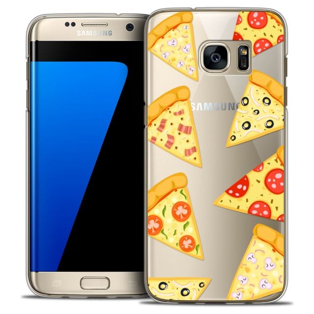Caseink Coque Housse Etui Samsung Galaxy S7 Edge [Crystal HD Collection Foodie Design Pizza - Rigide - Ultra Fin - Imprimé en France]