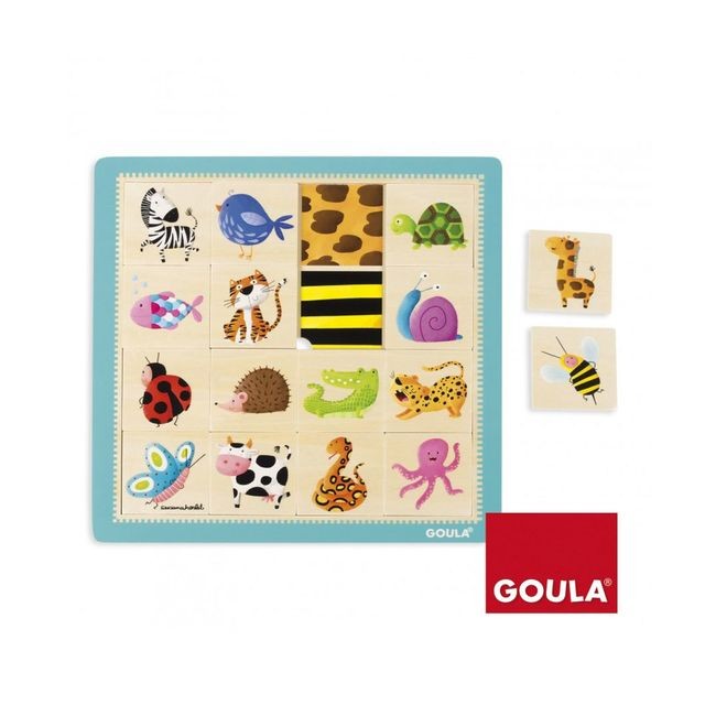 Goula - Puzzle en bois 16 pièces : les animaux et leurs couleurs Goula  - Jouets en bois Jeux & Jouets