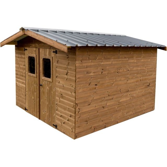 Habrita - Abri THERMA en bois sans plancher, toit double pente bac acier 10,33 m² - Habrita