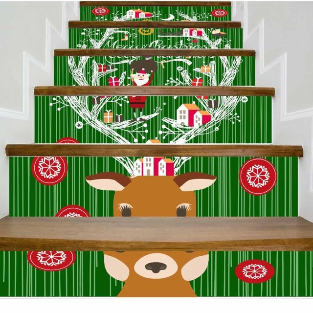 Generic - Décoration de Noël Autocollants de Noël d'escalier Escaliers Stickers muraux Multicolore Generic  - Deco murale chambre enfant