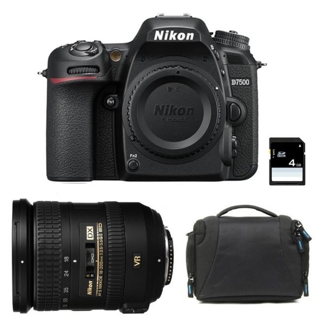 Nikon - PACK NIKON D7500 + 18-200 VR II + Sac + SD 4Go - Reflex Numérique