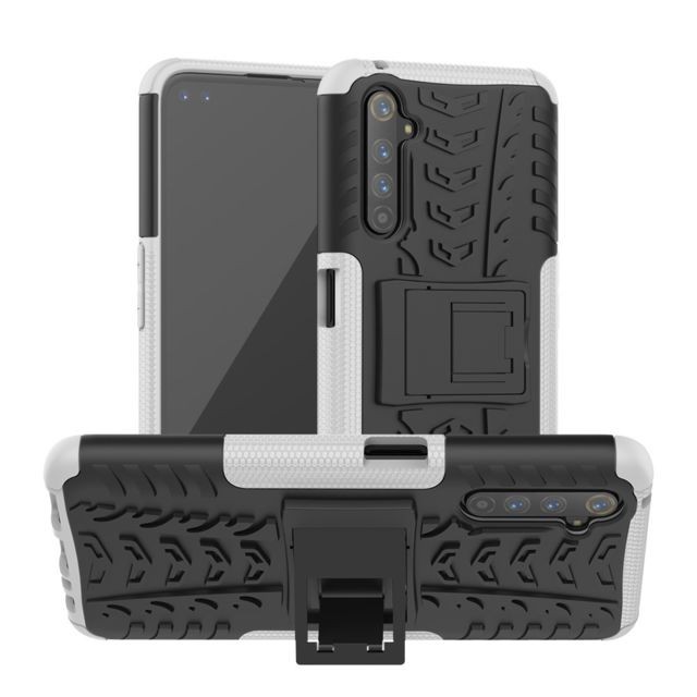 Generic - Coque en TPU combinaison de motifs de pneus cool antidérapante avec béquille blanc pour votre Realme 6 Pro - Accessoire Smartphone Realme