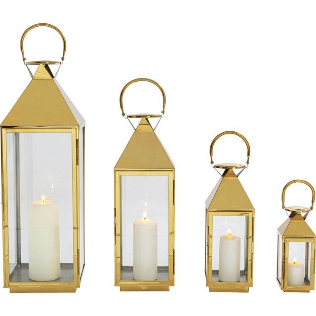 Bougeoirs, chandeliers Lanternes Giardino dorées set de 4 Kare Design