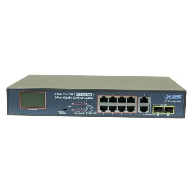 Planet Technology Corp - Planet FGSD-1022VHP SW 8P PoE+ 120W +écran LCD +2G +2SFP - Planet Technology Corp