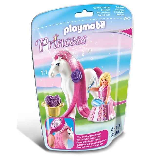 Playmobil - PRINCESS - Princesse Rose avec cheval à coiffer - 6166 Playmobil  - Playmobil Princesse Playmobil