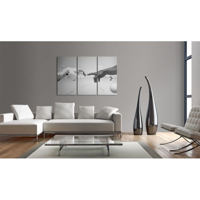 marque generique - 90x60 Tableau  Abstraction Moderne  Toucher en noir et blanc - Tableaux, peintures