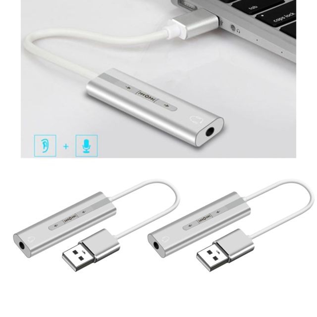 marque generique - Adaptateur De Carte Son Stéréo Externe USB En Alliage D'aluminium 2 Pièces Pour Casque - Carte Son