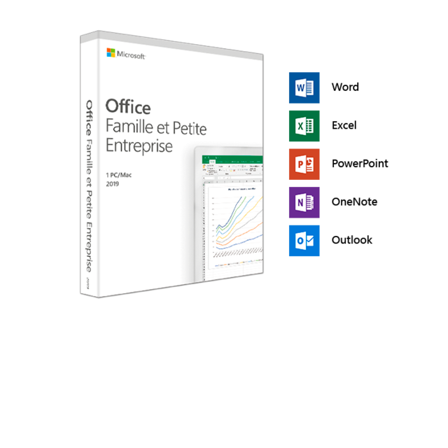 Microsoft - Office Famille et Petite Entreprise 2019 1 poste PC / MAC - Traitement de Texte & Tableur