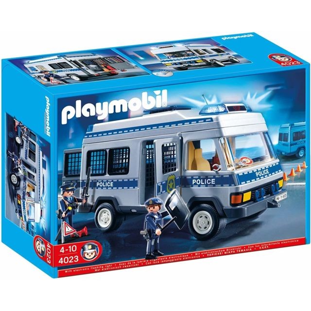 Playmobil - Playmobil - 4023 - Jeu de construction - Fourgon équipé et policiers Playmobil  - Fourgon
