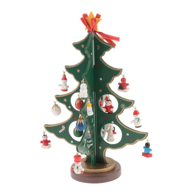 marque generique - 2 pièces 4 couches 3d arbre de noël pendentifs suspendus destop décoration vert marque generique  - Figurine Noël Décorations de Noël