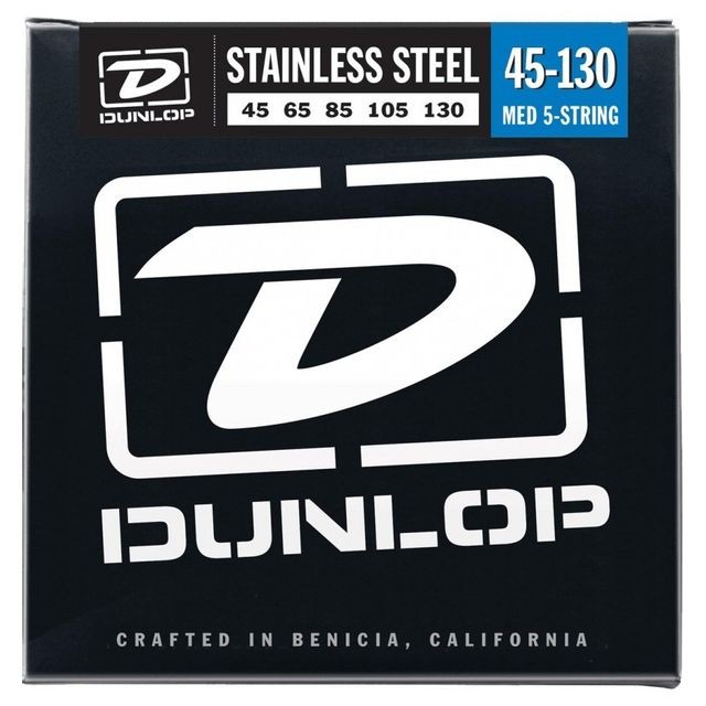 Dunlop - Dunlop DBS45130 Stainless Steel Medium 45-130 - Jeu 5 cordes guitare basse Dunlop  - Guitare basse 5 cordes