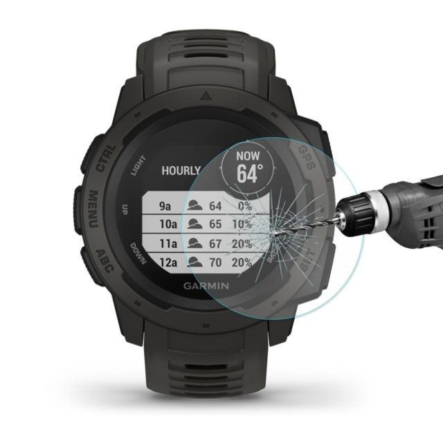 Accessoires montres connectées Wewoo Protection écran 0.2mm 9H 2.15D Film de verre trempé à bord incurvé pour montre sport intelligente Garmin Instinct