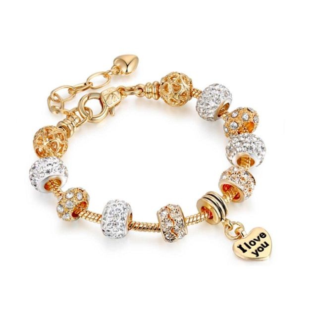 marque generique - YP Select ""Je t'aime"" Bracelet à breloques en strass doré marque generique  - Montre et bracelet connectés