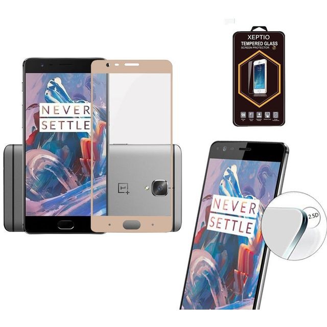 Protection écran smartphone Xeptio OnePlus 3 doré Full cover