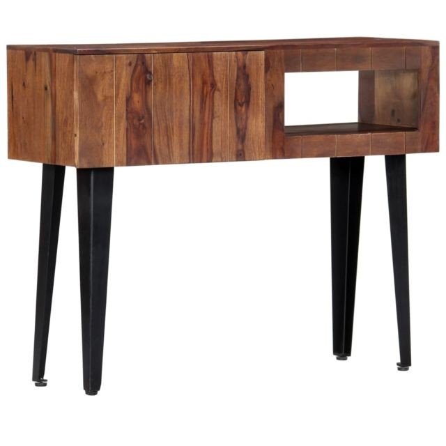 Uco - UCO Table console 90 x 30 x 75 cm Bois de Sesham massif - Miroirs style industriel
