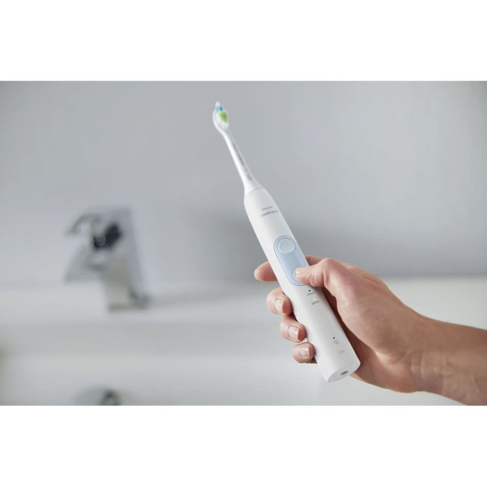 Philips brosse à dents électrique rechargeable avec 2 programmes de brossage et indicateur de pression bleu blanc