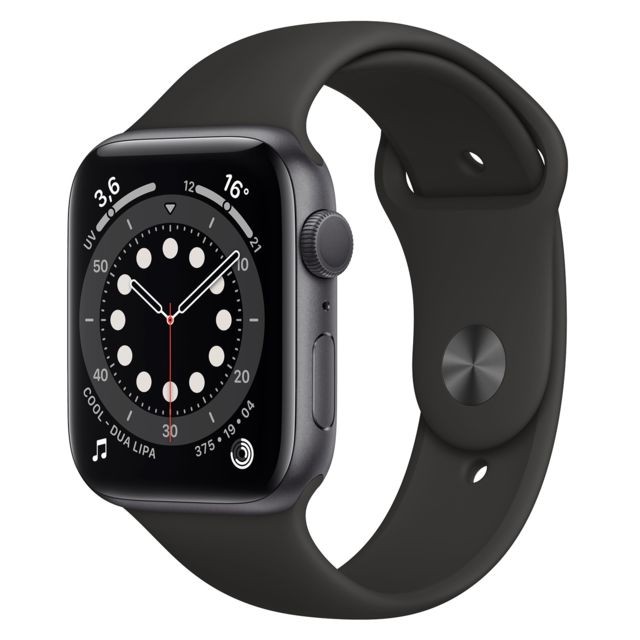 Apple - Watch Series 6 - GPS - 44 - Alu Gris Sidéral / Bracelet Sport Noir- Regular Apple   - Apple Watch Gps