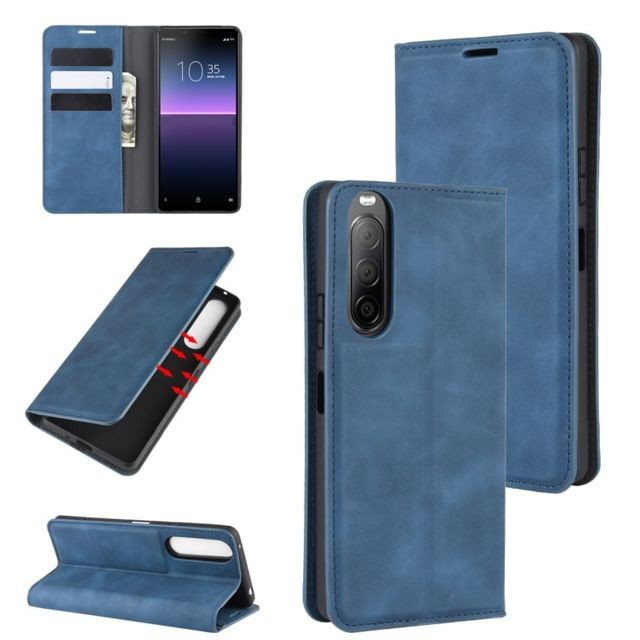 Generic - Etui en PU flip auto-absorbant au toucher soyeux avec support bleu pour votre Sony Xperia 10 II Generic  - Accessoire Smartphone