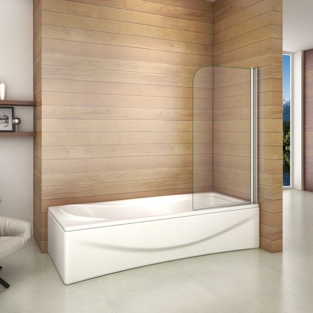 Pare-baignoire marque generique Pare baignoire 70x130cm en verre anticalcaire pivotant à 180°