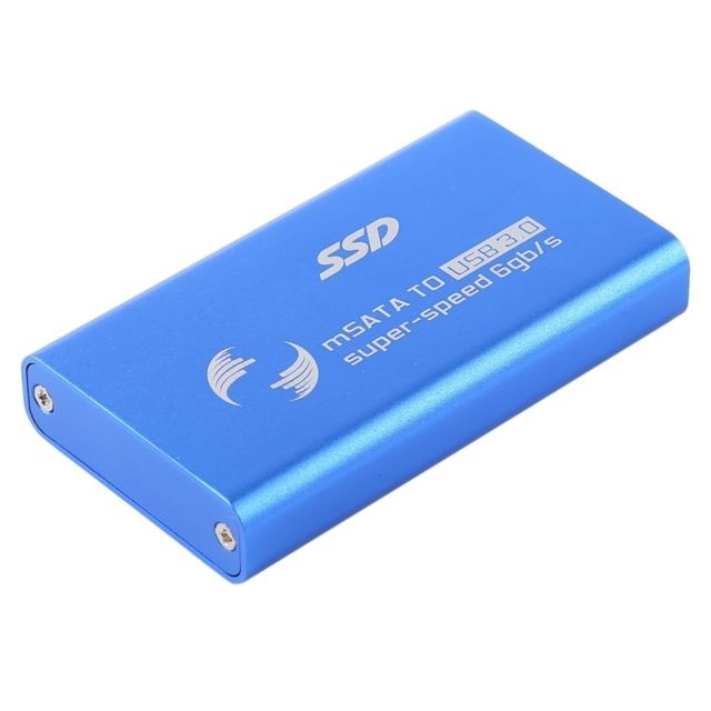 Wewoo - Disque dur Externe SSD SSD 60GB Boîtier de mobile à interface ultra rapide 60 Go 2,5 pouces mSATA à USB3.0 (Bleu) - Boitier disque dur