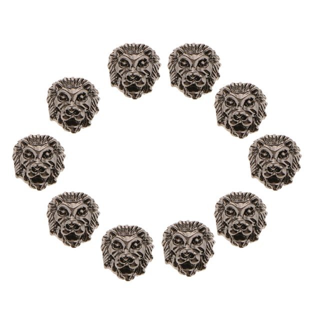 marque generique - 10 pcs métal lion tête bracelet collier connecteur charme perles argent cuivre marque generique - Bonnes affaires Perles