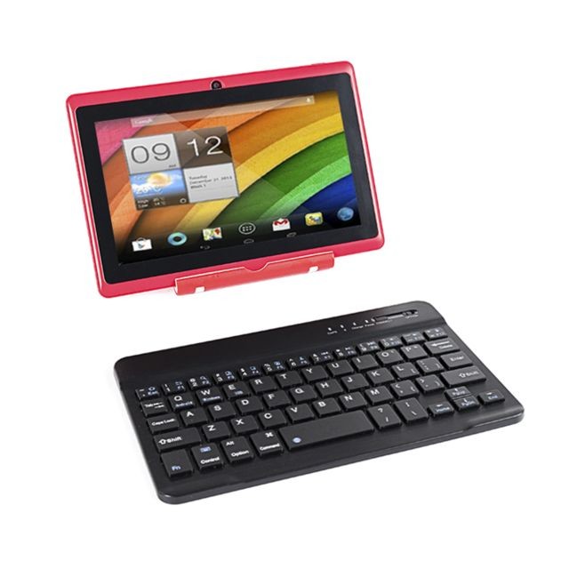 Android - Tablette Tactile Ecran 7 Pouces, Tablet PC avec Clavier(AZERTY) bluetooth Android Quad Core Ordinateur Portable, 8Go ROM - Tablette Android Avec clavier