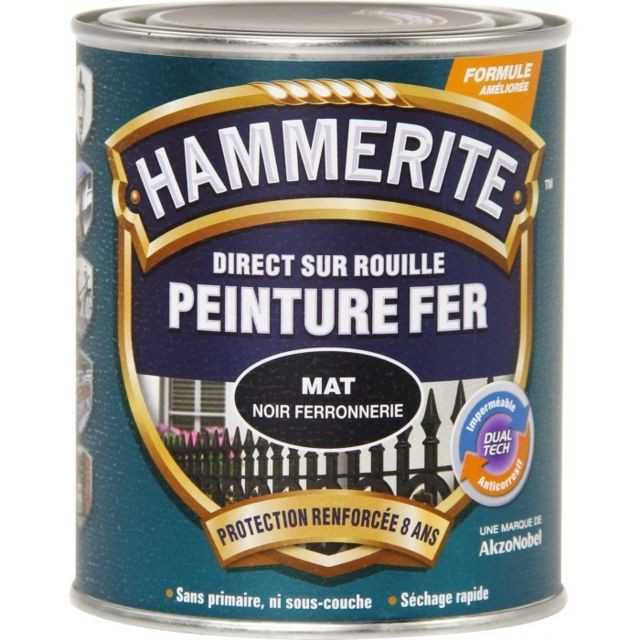 marque generique - Peinture fer - Noir mat - 750 ml - HAMMERITE marque generique  - Sous couche peinture