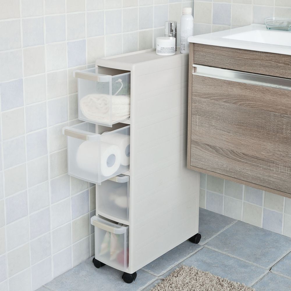 4 tiroirs SoBuy® FRG41-HG Chariot pour rangement cuisine salle de bain Étagère Armoires de cuisine sur roulettes 