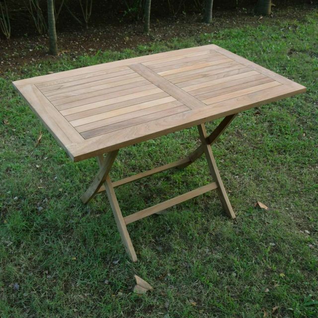 Teck'Attitude - Table de jardin en Teck Pliable 120 x 70 cm - Kensaï Teck'Attitude   - Table carree 8 personnes