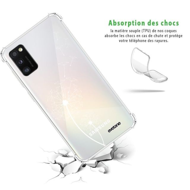Evetane Coque Samsung Galaxy A41 anti-choc souple avec angles renforcés transparente Pissenlit blanc Evetane