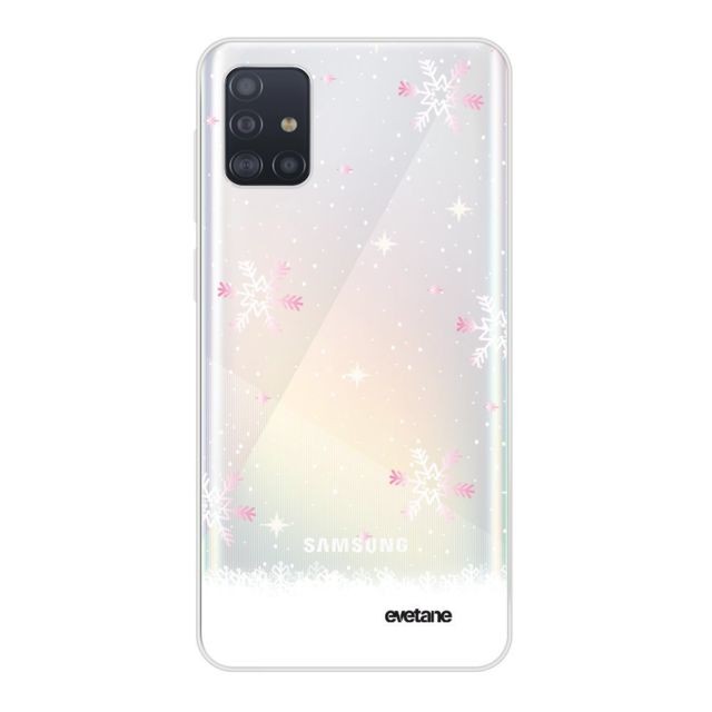 Evetane - Coque Samsung Galaxy A51 souple transparente Chute de flocons Motif Ecriture Tendance Evetane - Accessoire Smartphone Samsung galaxy a51