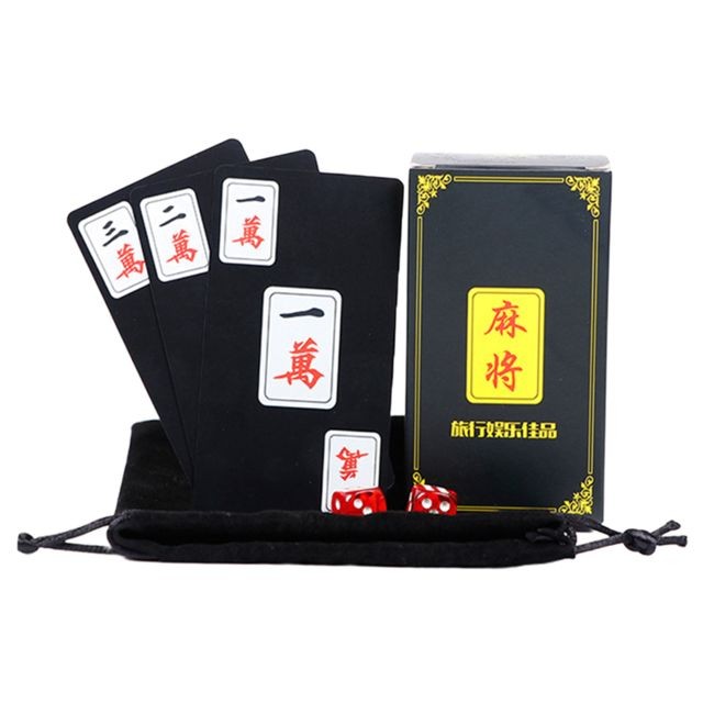 marque generique - Mahjong Chinois Jeu De Cartes à Jouer Pokers Set Accessoires Utiliser Avec 2 Dés Noir - Les grands classiques marque generique